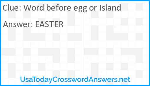 Word before egg or Island Answer