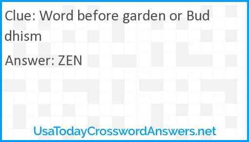 Word before garden or Buddhism Answer