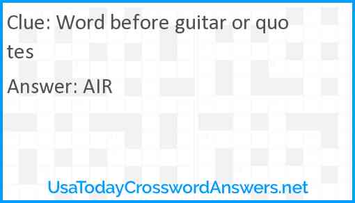 Word before guitar or quotes Answer