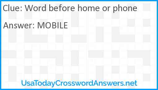 Word before home or phone Answer