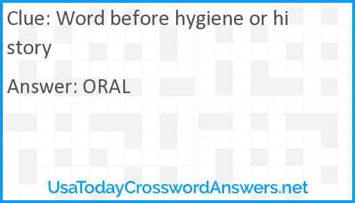 Word before hygiene or history Answer