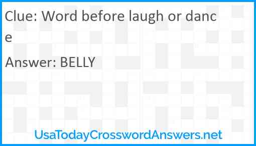 Word before laugh or dance Answer