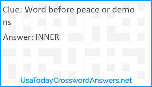 Word before peace or demons Answer