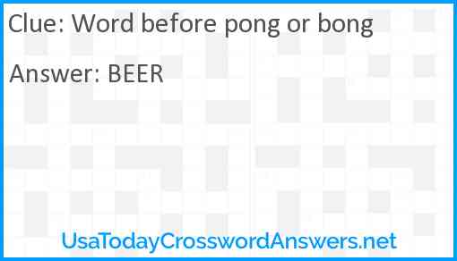 Word before pong or bong Answer