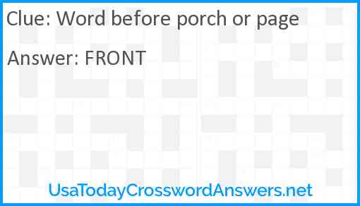 Word before porch or page Answer