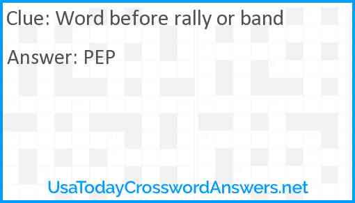 Word before rally or band Answer