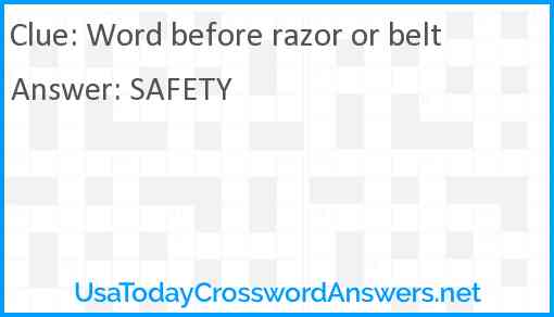 Word before razor or belt Answer