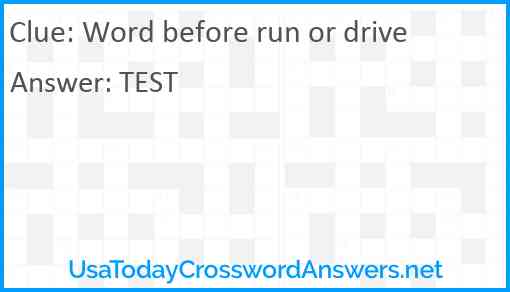 Word before run or drive Answer