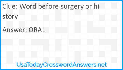 Word before surgery or history Answer