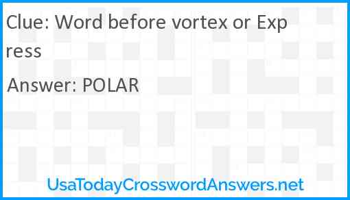 Word before vortex or Express Answer