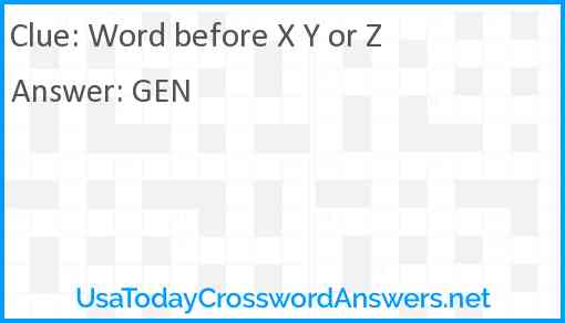 Word before X Y or Z Answer