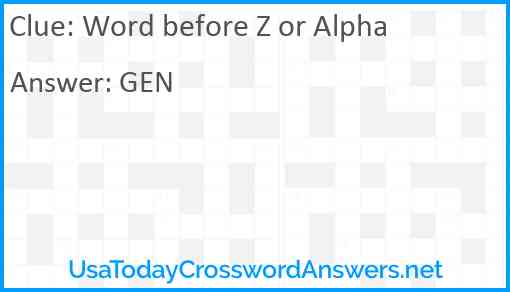 Word before Z or Alpha Answer