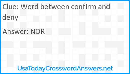 Word between confirm and deny Answer