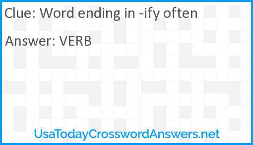 Word ending in -ify often Answer