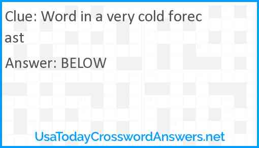 Word in a very cold forecast Answer