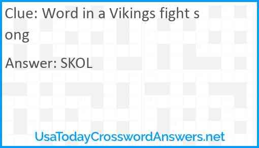 Word in a Vikings fight song Answer