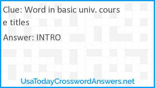 Word in basic univ. course titles Answer