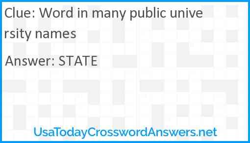 Word in many public university names Answer