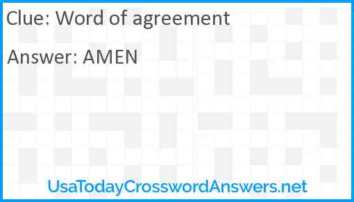 Word of agreement Answer