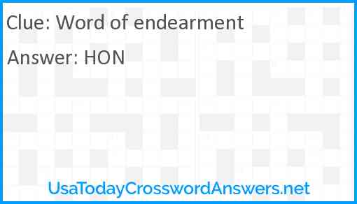 Word of endearment Answer