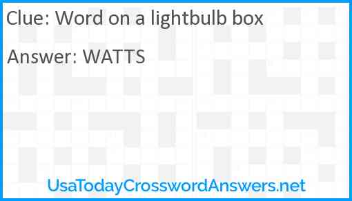 Word on a lightbulb box Answer