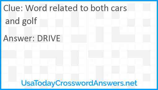 Word related to both cars and golf Answer