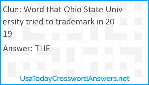 Word that Ohio State University tried to trademark in 2019 Answer