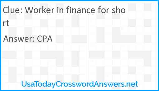 Worker in finance for short Answer