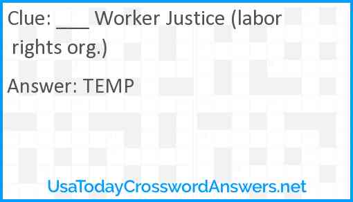 ___ Worker Justice (labor rights org.) Answer