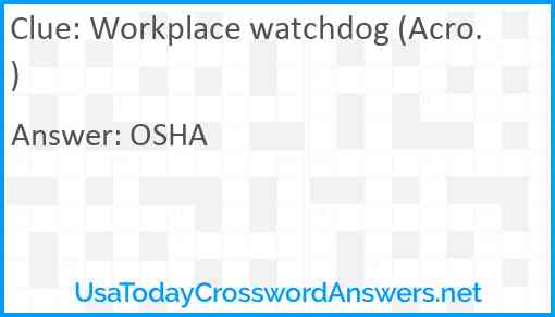 Workplace watchdog (Acro.) Answer