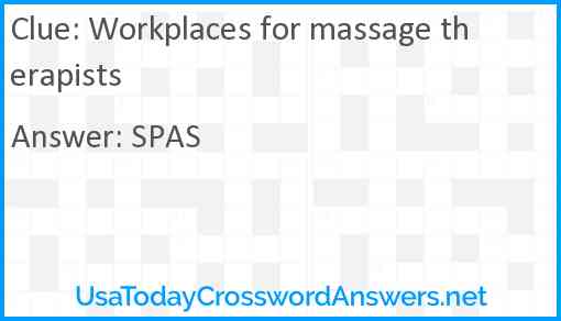 Workplaces for massage therapists Answer