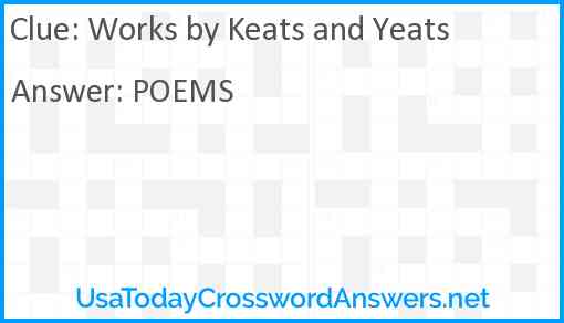 Works by Keats and Yeats Answer
