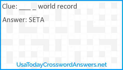 ___ _ world record Answer