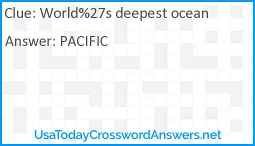 World%27s deepest ocean Answer