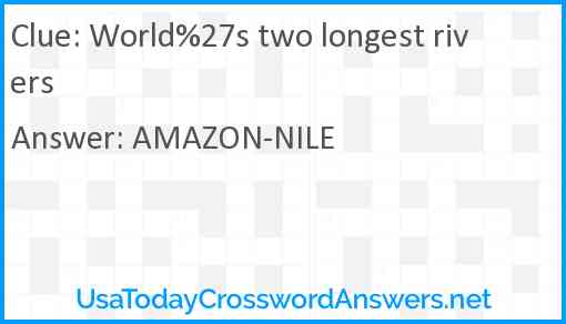 World%27s two longest rivers Answer