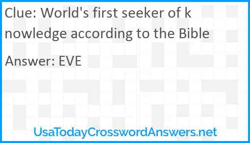 World's first seeker of knowledge according to the Bible Answer