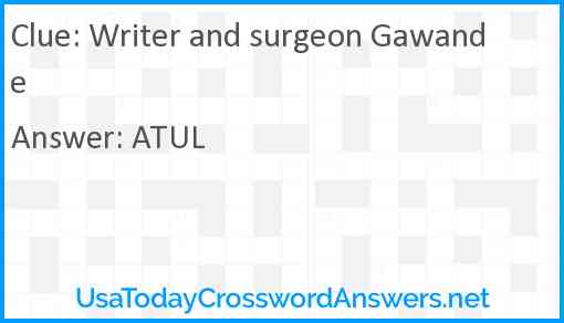 Writer and surgeon Gawande Answer