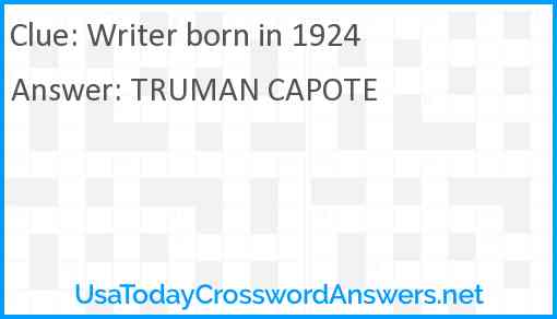 Writer born in 1924 Answer