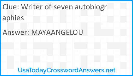 Writer of seven autobiographies Answer