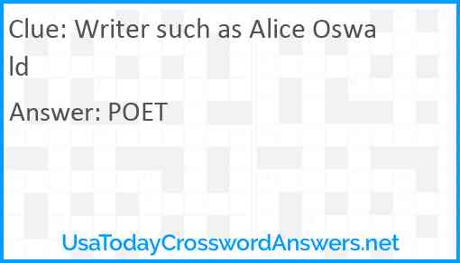 Writer such as Alice Oswald Answer