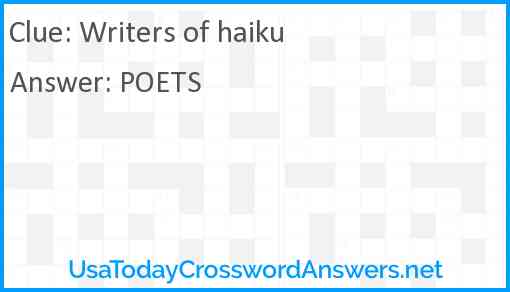 Writers of haiku Answer