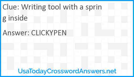 Writing tool with a spring inside Answer