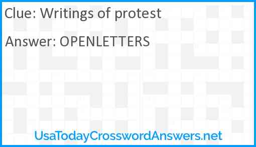 Writings of protest Answer