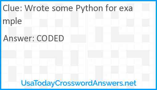 Wrote some Python for example Answer