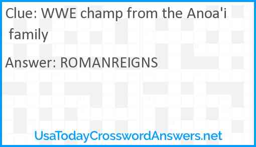 WWE champ from the Anoa'i family Answer
