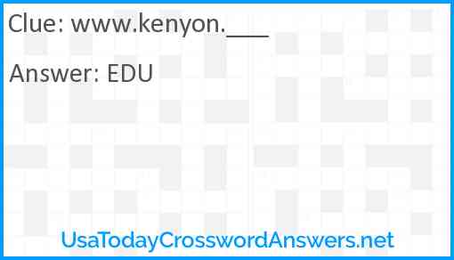 www.kenyon.___ Answer