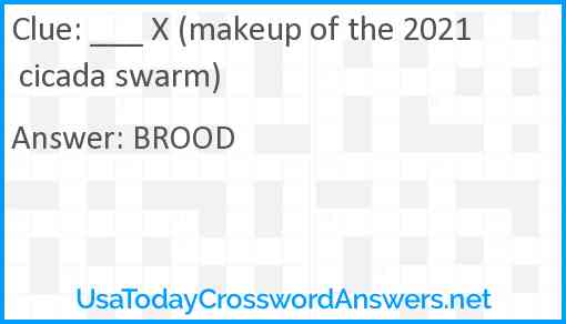 ___ X (makeup of the 2021 cicada swarm) Answer