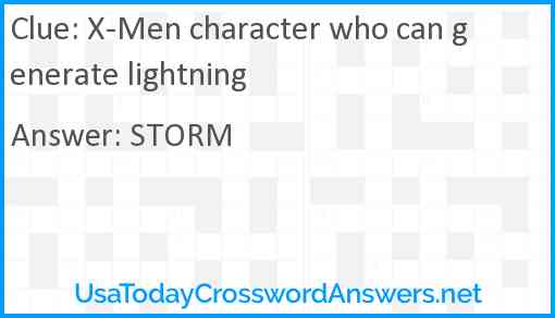 X-Men character who can generate lightning Answer