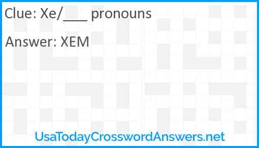 Xe/___ pronouns Answer