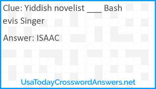 Yiddish novelist ___ Bashevis Singer Answer